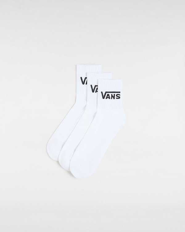 White Vans Classic Half Crew (3 Pairs) Unisex Socks | VN2475098