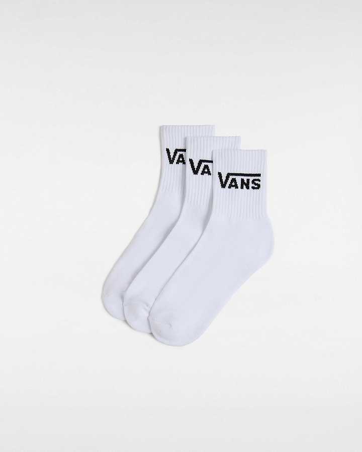 White Vans Classic Half Crew (3 Pairs) Unisex Socks | VN2475098