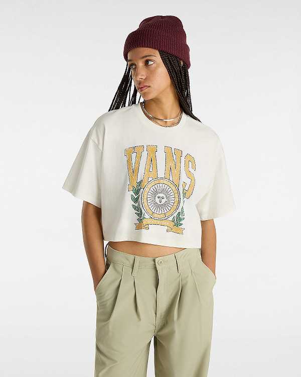 White Vans First Team Relax Crop Women T Shirts | VN2035784