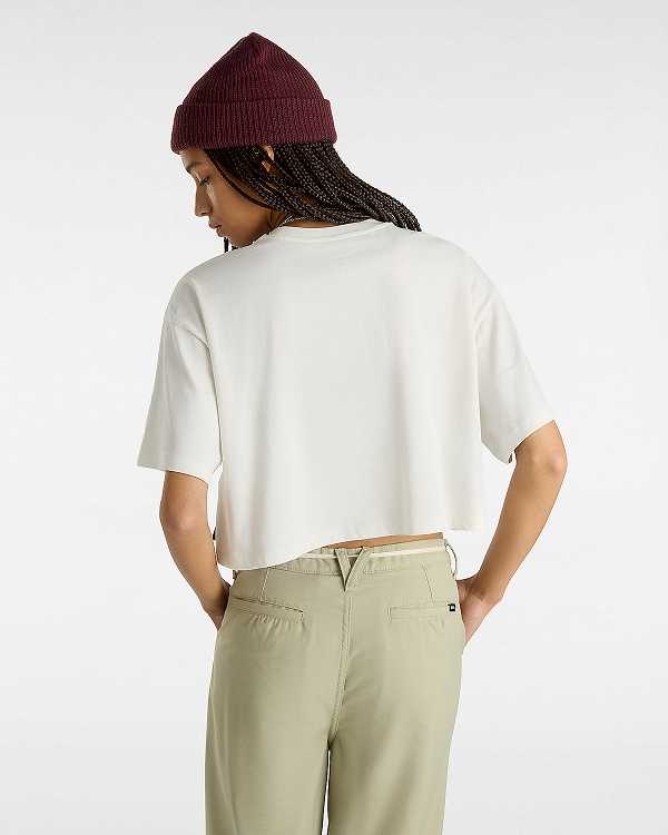 White Vans First Team Relax Crop Women T Shirts | VN2035784