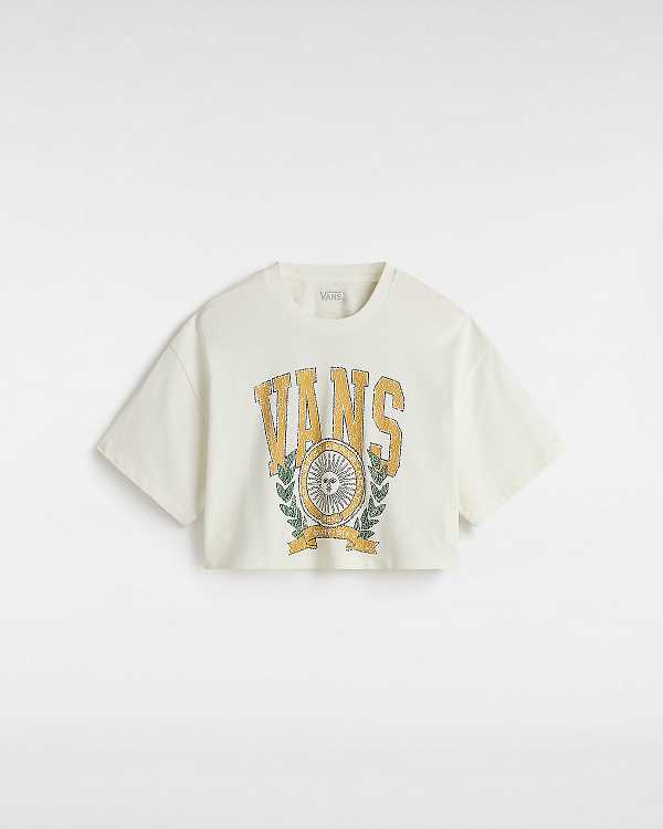 White Vans First Team Relax Crop Women T Shirts | VN2035784