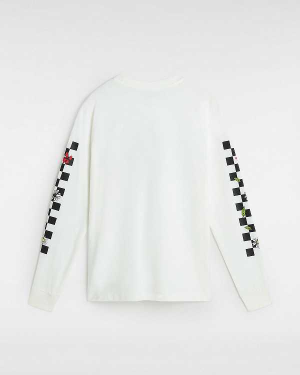 White Vans Foliage Boyfriend Long Sleeve Women T Shirts | VN7965413