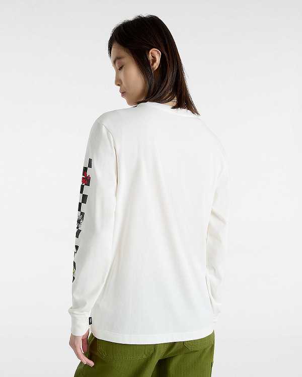 White Vans Foliage Boyfriend Long Sleeve Women T Shirts | VN7965413