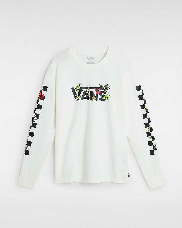 White Vans Foliage Boyfriend Long Sleeve Women T Shirts | VN7965413