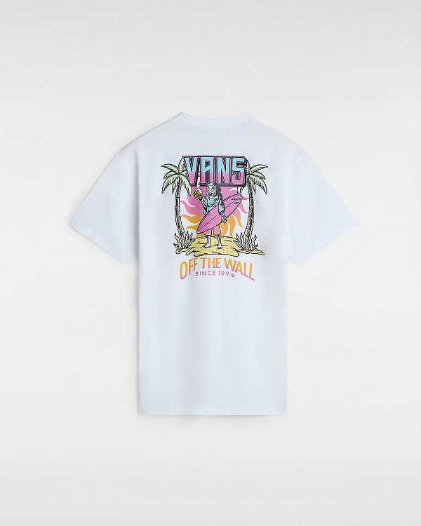 White Vans Palm Cheers Classic Men T Shirts | VN0871263