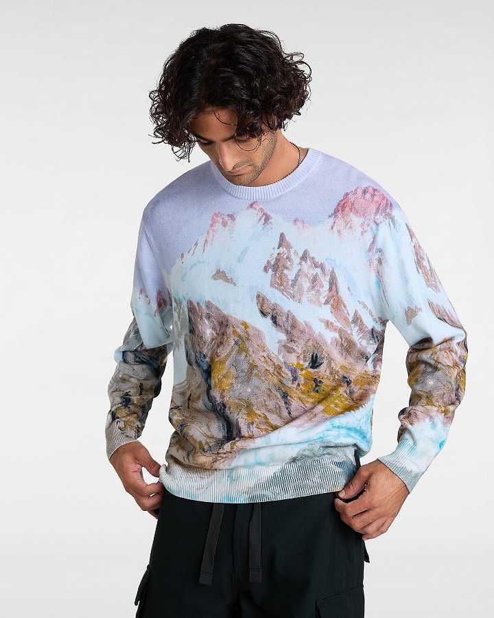 White Vans Premium Printed Knit Men Sweater | VN3145680