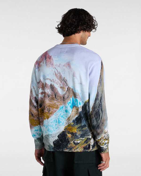 White Vans Premium Printed Knit Men Sweater | VN3145680