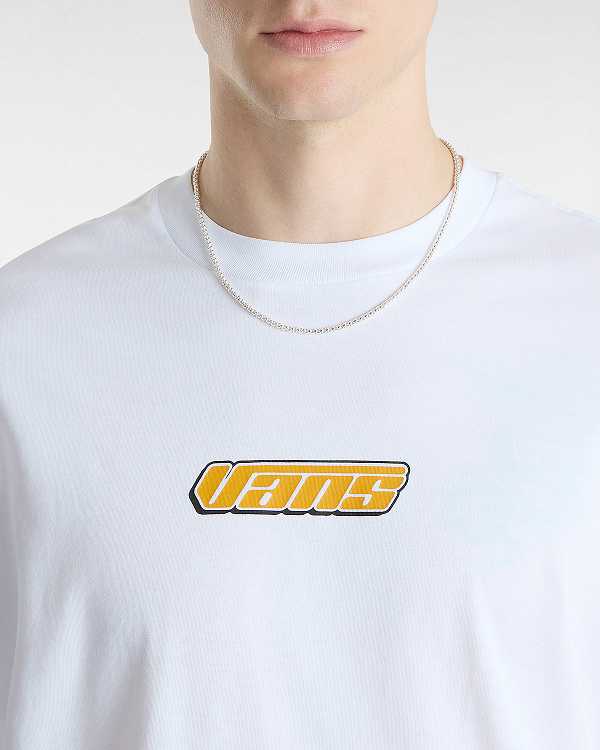 White Vans Retro V Men T Shirts | VN2648307