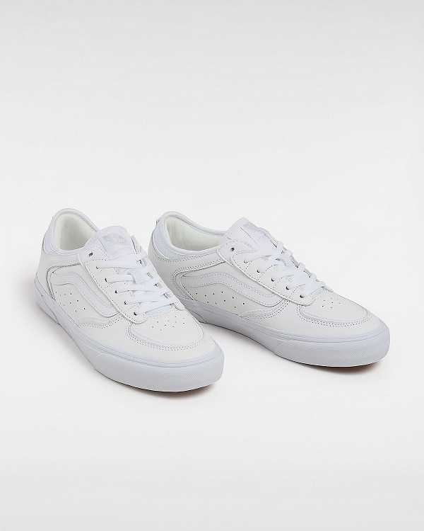 White Vans Rowley Leather Men Skate Shoes | VN2108493