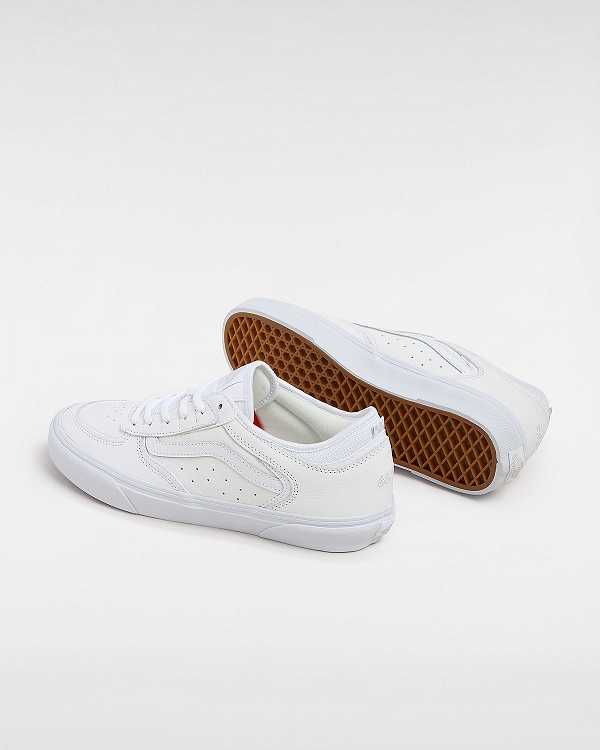 White Vans Rowley Leather Men Skate Shoes | VN2108493