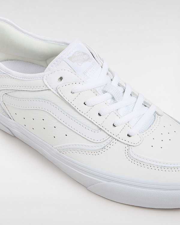 White Vans Rowley Leather Men Skate Shoes | VN2108493