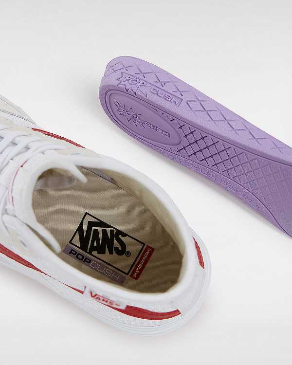White / Beige Vans Crockett High Men Skate Shoes | VN4370681